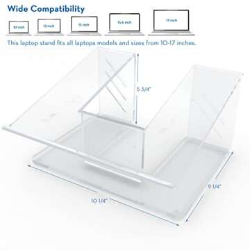 Vray Designs LLC- Acrylic Laptop Stand for Desk, Ergonomic Laptop Riser, Computer Stand for Laptops Compatible with 10-17" Notebook and MacBook, Stable Laptop Stand- Made in USA