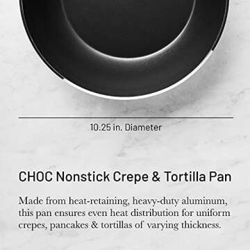 de Buyer CHOC Nonstick Crepe & Tortilla Pan - 10.25” - Ideal for Making & Reheating Crepes, Tortillas & Pancakes - 5-Layer PTFE Coating - PFOA Free - Made in France