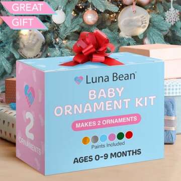 Luna Bean Baby Hand & Footprint Kit - New Mom Gifts, Baby Keepsake Ornament, Registry Gifts for New Parents, Newborn Babies Shower Handprint Casting Clay Molding, Boy & Girl Plaster Print Making Set