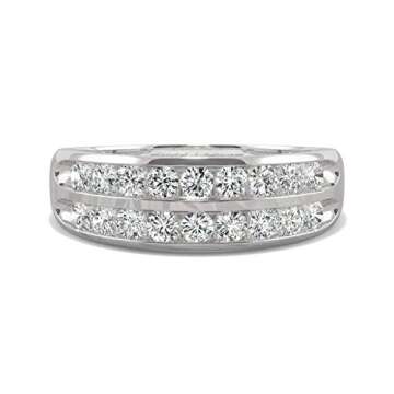 14K White Gold Moissanite by Charles & Colvard 2.2mm Round Band-size 6 0.72cttw DEW