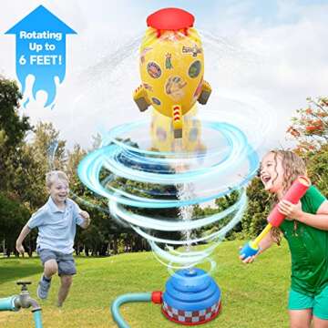 Water Rocket Sprinkler Toy Launcher - Outdoor Splash Sprinklers for Kids, Summer Water Toy Play Rocket Launch Spray Toy for Boys Girls Outside Backyard Water Toys for Toddler Kids Ages 3+