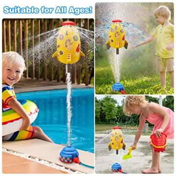 Water Rocket Sprinkler Toy Launcher - Outdoor Splash Sprinklers for Kids, Summer Water Toy Play Rocket Launch Spray Toy for Boys Girls Outside Backyard Water Toys for Toddler Kids Ages 3+