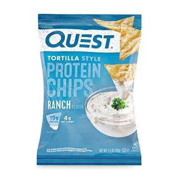 Quest Nutrition Tortilla Style Protein Chips, Ranch, Low Carb, Gluten Free, Baked, 1.1 Ounce (Pack of 8)