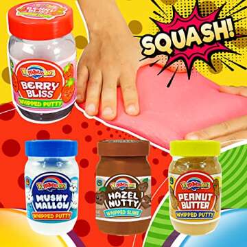 JA-RU Scented Sensory Putty for Kids (1 Assorted Scented Slime) Marshmallow, Chocolate, Peanut Butter, & Strawberry Slime Party Favors for Kids. Therapy Putty Stress Relief Toys. 5353-1