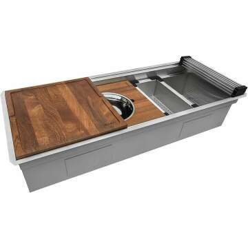Ruvati 45-inch Workstation Two-Tiered Ledge Kitchen Sink Undermount 16 Gauge Stainless Steel - RVH6333ST