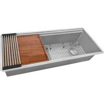 Ruvati 45-inch Workstation Two-Tiered Ledge Kitchen Sink Undermount 16 Gauge Stainless Steel - RVH6333ST