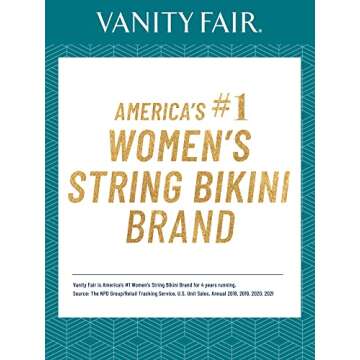 Vanity Fair Women's Illumination String Bikini Panties, Silky Stretch & Satin Trim, Midnight Black, 5