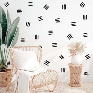 Line Wall Decals Modern Geometric Wall Stickers Black Vinyl Stickers for Wall Removable Peel and Stick Irregular Stripe Wall Murals for Nursery Kids Room Living Room Bedroom Office Terracotta Decor