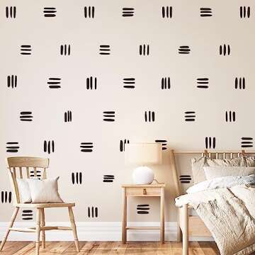 Line Wall Decals Modern Geometric Wall Stickers Black Vinyl Stickers for Wall Removable Peel and Stick Irregular Stripe Wall Murals for Nursery Kids Room Living Room Bedroom Office Terracotta Decor