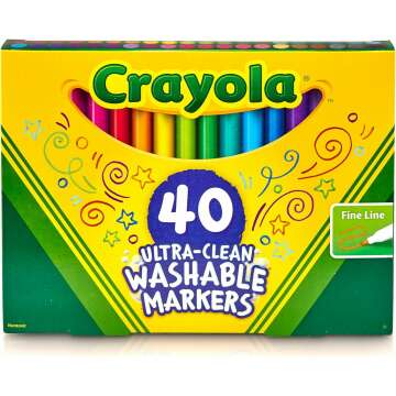 Crayola Ultra Clean Fine Line Washable Markers – 40 Count Set for Kids