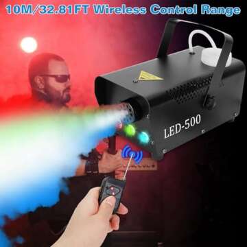 KOCASO Smoke Machine, 400W and 2000CFM Fog Machine, LED Fog Machine with 3 Colorful LED Lights Effect for Stage Halloween Wedding Party Club DJ, Rapid Heating Remote Control Smoke Machine, Indoor