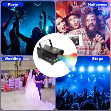 KOCASO Smoke Machine, 400W and 2000CFM Fog Machine, LED Fog Machine with 3 Colorful LED Lights Effect for Stage Halloween Wedding Party Club DJ, Rapid Heating Remote Control Smoke Machine, Indoor