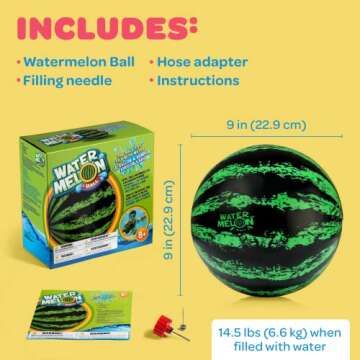 Watermelon Ball The Original Pool Toys for Kids Ages 8-12 - 9 Inch Pool Ball for Teens, Adults, Family - Pool Games, Pool Toys, Fun Swimming Pool Games, Water Football, Tag, Diving and Beach Ball Play