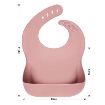 Eascrozn Silicone Bibs for Babies Toddler Girls Set of 3, Soft Adjustable Baby Bibs for Eating, BPA Free, Waterproof Bibs for Baby Feeding Essentials Baby Gifts