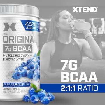 Scivation XTEND Original BCAA 7g Muscle Recovery + Electrolytes - 30 Servings Blue Raspberry Ice