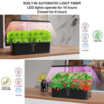 Hydroponics Growing System Herb Garden - MUFGA 18 Pods Indoor Gardening System with LED Grow Light, Plants Germination Kit(No Seeds) with Pump System, Adjustable Height Up to 17.7" for Home, Black