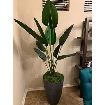 55 inches - Bird of Paradise Artificial Plant, Comes with Black Pot, Large,Vibrant Banana Leaf Design, Faux Plants Indoor, Floor Plants for Living Room Decor, Ideal for Home Garden & Office