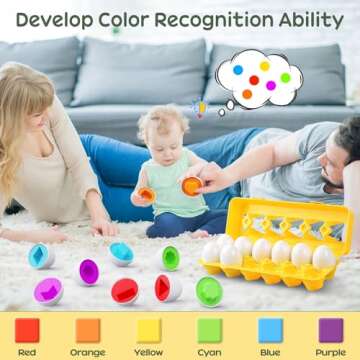 CPSYUB Matching Eggs Toys Color & Shape Recognition Sorter Puzzle, Montessori Toys for Baby Easter Travel Bingo Game, Sensory Early Learning Fine Motor Skills for Year Old Kids