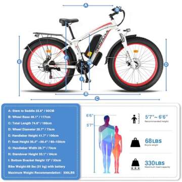 SENADA Fat Tire Electric Bike for Adults 26" x 4" Beach Snow Ebikes for Adults, 1000W Motor 48V 17.5Ah 30MPH Adult Electric Bike Long Range 40-65 Miles, E Bicycle with Shimano 21-Speed UL Certified