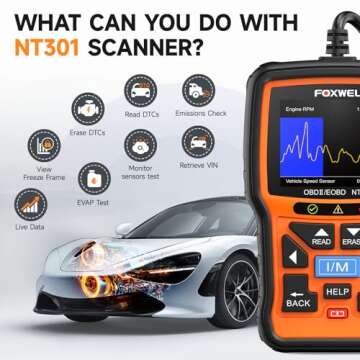 FOXWELL NT301 OBD2 Scanner Live Data Professional Mechanic OBDII Diagnostic Code Reader Tool for Check Engine Light