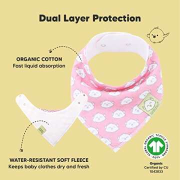 8-Pack Organic Baby Bandana Drool Bibs for Girls - Super Absorbent Baby Bibs for Baby Girls, Baby Boys, Soft Cotton Bandana Bibs, Baby Drool Bib, Teething Bibs for Infant, Toddler, Bib(Pink Dreams)