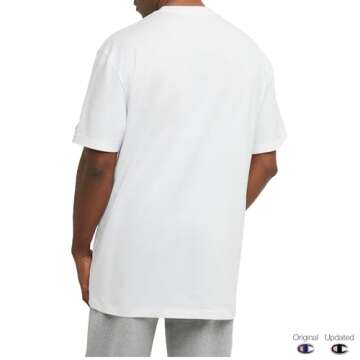 Champion Men's Classic Script T-Shirt - Stylish & Comfortable, White, Large US