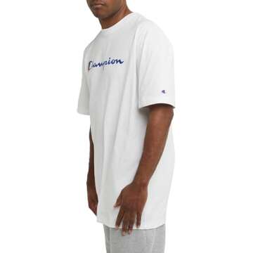 Champion Men's Classic Script T-Shirt in White, Large