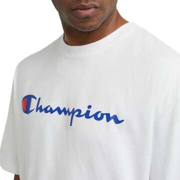 Champion Men's Classic Script T-Shirt in White, Large