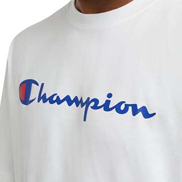 Champion Men's Classic Script T-Shirt in White, Large