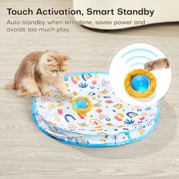 Potaroma Interactive Cat Toys, Fast Rolling Ball in Play Mat, Automatic Motion Activated Moving Ball Hide and Seek Game for Indoor Exercise Kicker, 28 Inch Play Mat