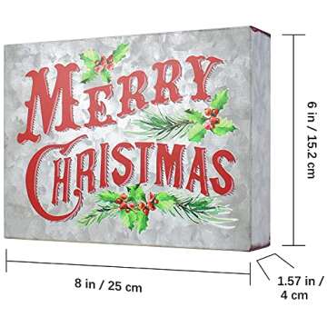 SANY DAYO HOME 6 x 8 inches Colorful Retro Galvanized Sheet Box Sign with Inspirational Saying for Home and Office Decor - Merry Christmas