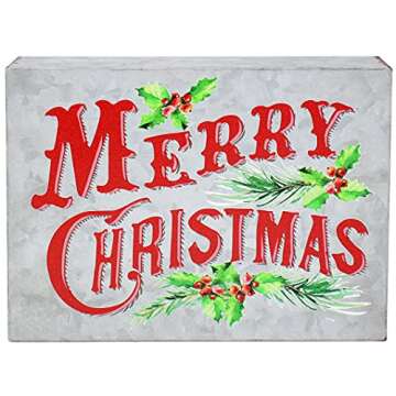 SANY DAYO HOME 6 x 8 inches Colorful Retro Galvanized Sheet Box Sign with Inspirational Saying for Home and Office Decor - Merry Christmas