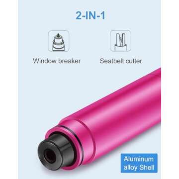 ZEN HON Car Window Breaker,Safety Hammer and Seatbelt Cutter 2 in 1,Metal Shell,High-Pressure Spring Striker,Anti Injury Hand Cutting Knife,Emergency Escape Glass Breaker Tool for Driving(Pink+Gray)