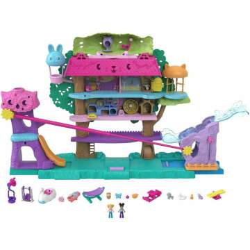 Polly Pocket Doll House with 2 Micro Dolls, Car, Pets & Furniture