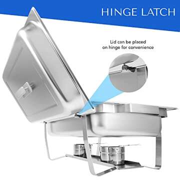 ALPHA LIVING 70014-GRAY 4 Pack 8QT Chafing Dish High Grade Stainless Steel Chafer Complete Set, 8 QT, Alpine Gray Handle