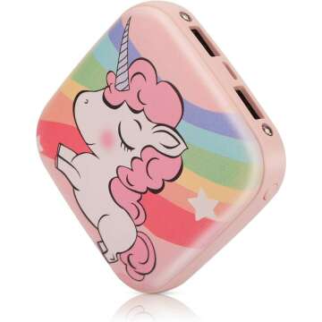Cute Portable Charger 10000mAh,Sethruki Unicorn Mini Fast Charging Power Bank Gift Girl Kid Compact External Battery Pack with Dual USB Output for iPhone iPad Samsung Google Andiord Cellphone