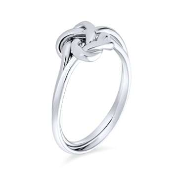 Simple Double Band Best Friends Unity Forever Irish Celtic Love Knot Friendship Infinity Ring Band For Women Teen .925 Sterling Silver