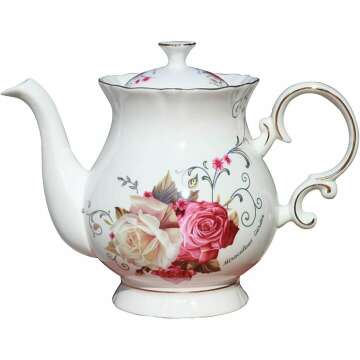 Jomop European Ceramic Flower Teapot - 5.5 Cups