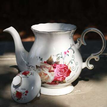 Jomop European Ceramic Flower Teapot - 5.5 Cups