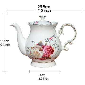 Jomop European Ceramic Flower Teapot - 5.5 Cups