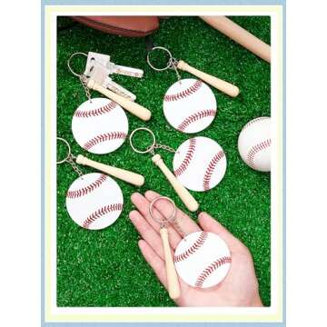 Taiyin 18 Set Large Size Baseball Softball Acrylic Keychain Bulk for Sublimation Vinyl Sticker DIY Christmas Tree Ornaments(White,Baseball)