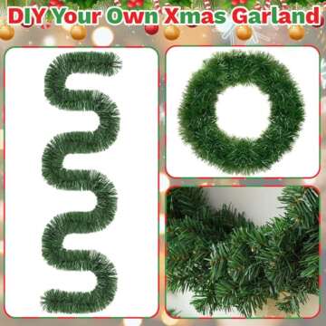 Christmas Garland, 54 Ft Garland for Christmas Decorations, 3 Strands Artificial Pine Garland Soft Greenery Garland for Holiday Wedding Party,Outdoor/Indoor Use