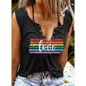 Pride Shirt Women Rainbow Love Tank Top Funny LGBT Equality Tanks Gay Pride Casual Summer Sleeveless Shirt Vest Top