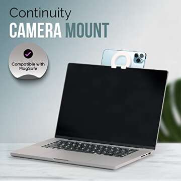 Capstone Continuity Camera Mount for MacBook Laptops | Compatible with iPhone 12, 13 & 14 on iOS 16 | for Mac OS Ventura or Later