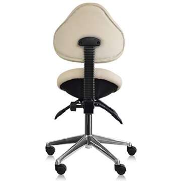 2xhome - Adjustable Saddle Stool Chair for Clinic Hospital Pharmacy Medical Beauty Lab Exam Office Technician Physical Occupational Therapy Physician (Back Beige)