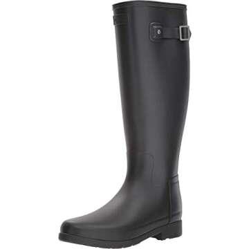 Hunter Womens Original Refined Wide Calf Rain Boot Matte Black 7 M