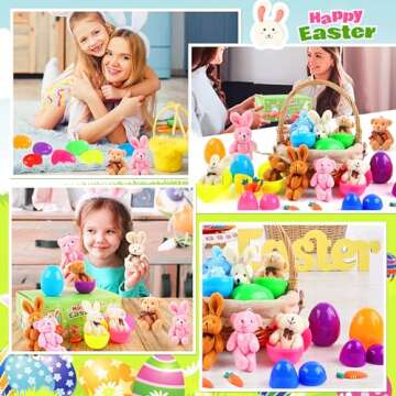 Easter Eggs Easter Basket Stuffers - Easter Decorations with Animal Plush Toys, Easter Gifts Plastic Easter Eggs for Kids/Teens, Easter Toys Prefilled Easter Eggs with Cute Bunny Easter Party Supplies