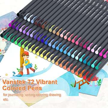 Vanstek 72 Colors Journal Planner Colored Pens, Fineliner Pens for Journaling, Writing Coloring Drawing, Note Taking, Calendar, Planner, Art Office School Gift Supplies