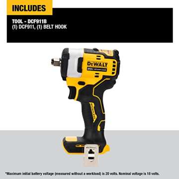 DEWALT DCF911B 20V MAX* 1/2" Impact Wrench - Hog Ring Anvil