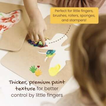 Honeysticks Non Toxic Finger Paint (6 Bright Colors), Washable from Skin, Safe Finger Painting for Toddlers, Kids Ages 1-3, 2-4, 3-5, Perfect First Paint for Little Artists Age 1+, Water Based, Eco